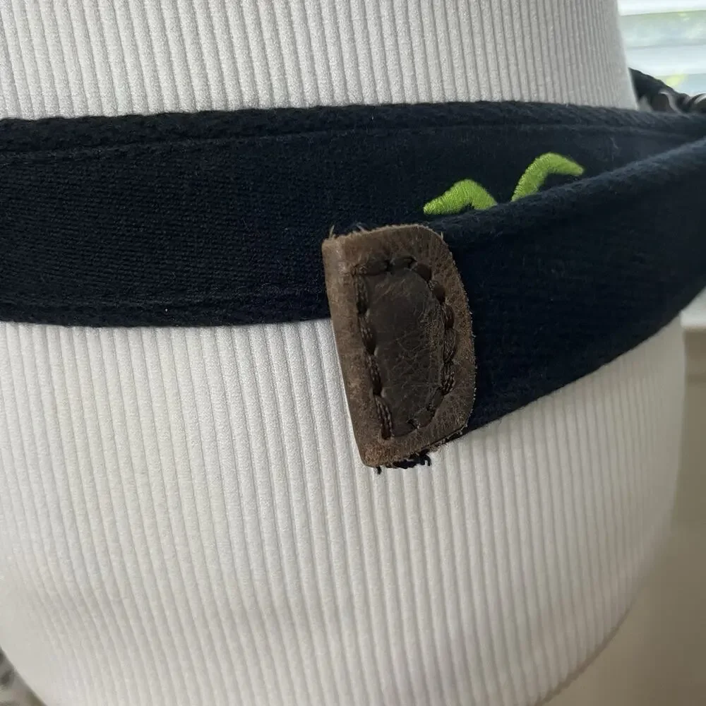 Men’s Hollister D-Ring Belt Navy Blue Neon Green Seagull Logo Coastal Surf 44”